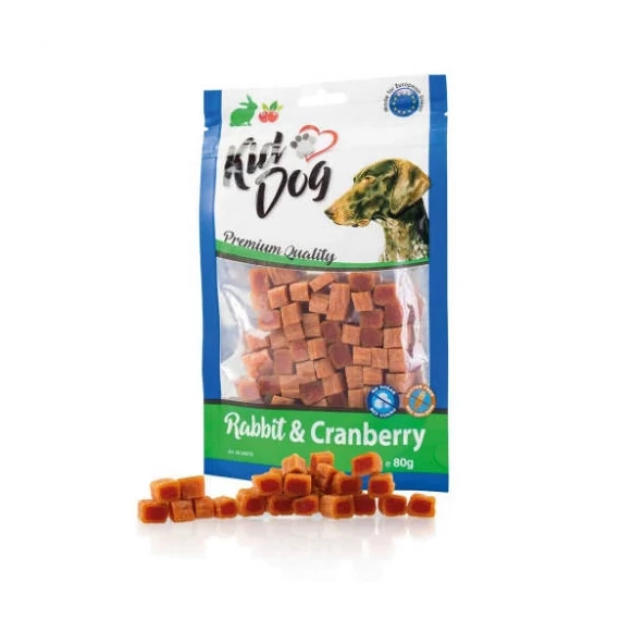 KidDog Rabbit Cranberry - Jutalomfalat(nyúlhús, Vörösáfonya)(80g)