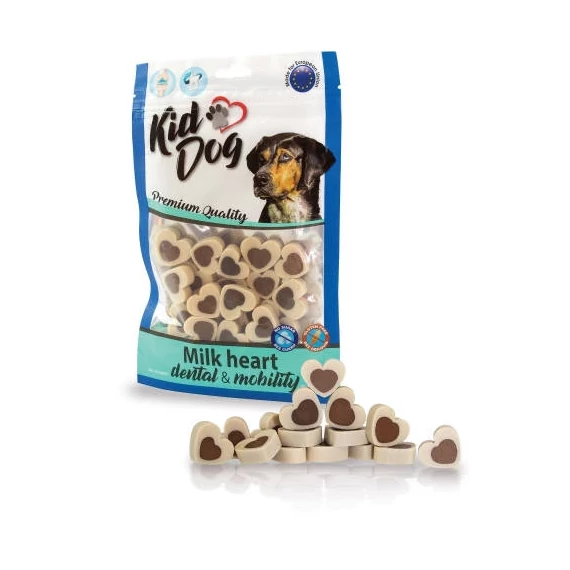 KidDog Milk Heart Dental&Mobility - Jutalomfalat(tej,kollagén)(80g)