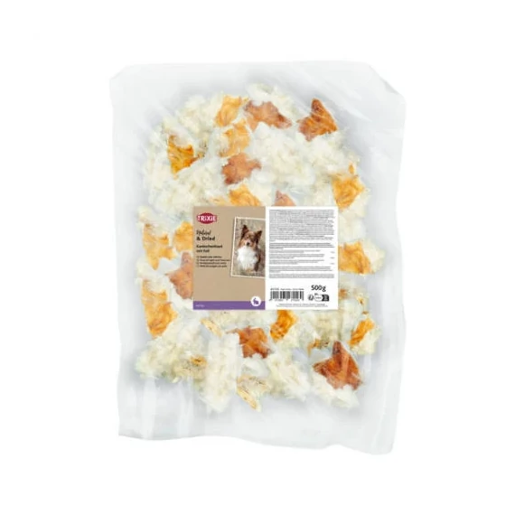 TRIXIE Szárított Szőrös Nyúlbőr Darabok -(500g)