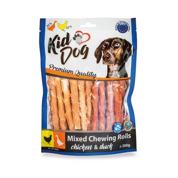 KidDog Mixed Chewing Rolls - Jutalomfalat(csirke, Kacsa, Bivalybőr)(250g)