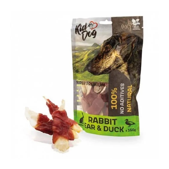 KIDDOG Super Premium 100% Nyúlfül Kacsamellel 150g