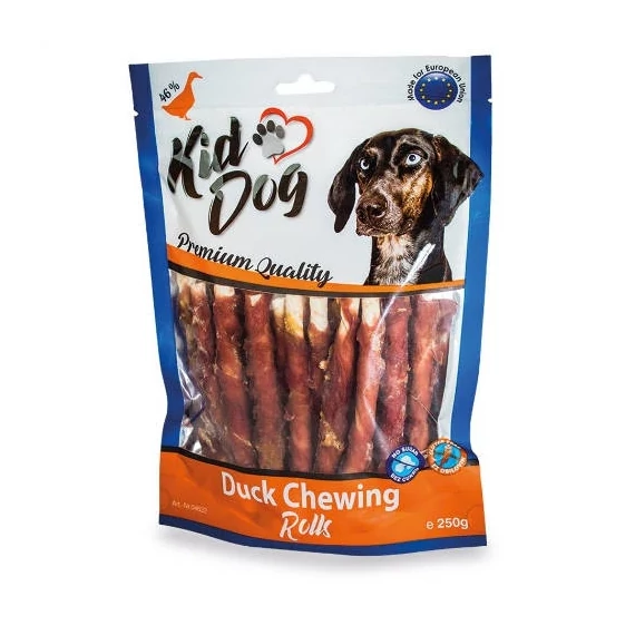 KidDog Mixed Chewing Rolls - Jutalomfalat(kacsa, Bivalybőr) 8mm, 12cm