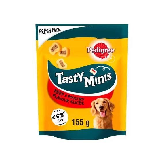 Pedigree Tasty Minis Chewy Slices - Jutalomfalat(marha, Baromfi)(155g)
