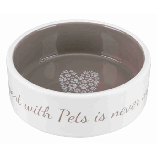 Trixie Pet&#039;s Home Ceramic Bowl - Kerámia Tál (mintás, Fehér/tópszín) (0,8l/Ø16cm)