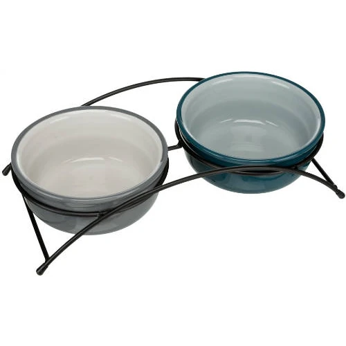 Trixie Ceramic Bowl Set - Kerámia Tál Szett (petrol Zöld/szürke) (2x1,6l /Ø20cm)