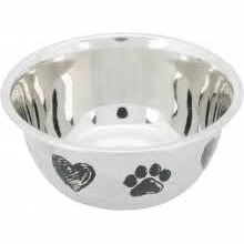 Trixie Stainless Steel Bowl - Fém Tál (szürke/fekete) (1,0l /Ø15cm)