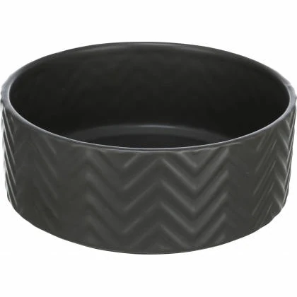 Trixie Ceramic Bowl - Kerámia Tál (nyomott Mintával, Fekete) (1,6l/Ø20cm)