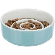 Trixie Slow Feeding Ceramic Bowl - Kerámia, Evéslassító Tál (szürke,kék) (0,45l /ø14cm)