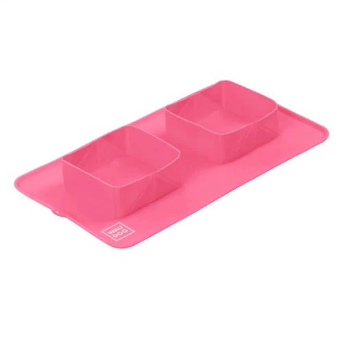 WAUDOG Silicone Bowl Set - Dupla, Összecsukható, Szilikon Tál (pink) Utazáshoz, Sétához (38,5x23x5cm)