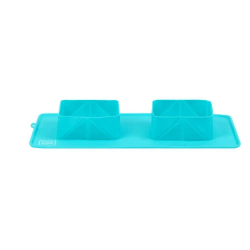 WAUDOG Silicone Bowl Set - Dupla, Összecsukható, Szilikon Tál (kék) Utazáshoz, Sétához (38,5x23x5cm)